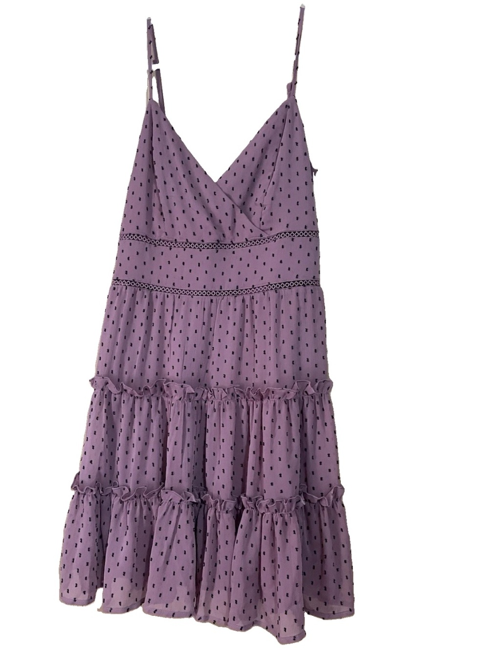 Altar'd State Mauve Tiered Polka Dot Midi Dress
